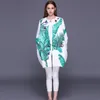 Yüksek kaliteli est sonbahar kış pist tasarımcı ceket kadın muz yaprakları baskı jakarlı kristal boncuk siper 210521