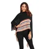 Halsdukar Spring kvinnors lyxiga stickade poncho cape designer pullover tröjor oregelbundna kappa tassel femme höst randig shaw329d