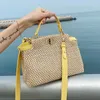 Schoudertassen Weave Vierkante Tote Tas 2021 Zomer Hoge Kwaliteit Stro Dames Designer Handtas Beach Travel Messenger