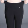 OUMENGKA grande taille hiver épais chaud cachemire taille haute noir pantalon femmes élastique maigre extensible dames pantalon 6XL 211118