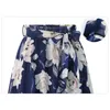 Plus Size Women Chiffon Skirt Europe Fashion Bow Saia Midi Lining Jupe Femme Lace Up Falda Mujer Print Floral Skirts 850E 210420