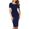 Vfemage Damen Herbst Elegant Plissee Bogen Schößchen Slim Casual Arbeit Vestidos Büro Business Party Bodycon Bleistift Etuikleid 321 210331