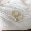 Fedi nuziali Chic geometrico intrecciato perla naturale metallo aperto regolabile per le donne Anello gioielli regalo squisito1822309