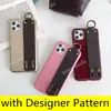 Fashion Designer Phone Cases for iphone 15 15pro 14 14pro 14plus 13 13pro 12pro 12 11 pro max XR Xsmax Patent Leather Wristband Cellphone Case with Samsung S22 S23 ultra