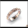 Jewelrycute Male Female Hollow Flower Ring Rose Gold Sier Color Engagement Luxury Dainty Thin Wedding Rings For Women Men Drop Delivery 2021