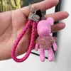 Porte-clés créatif mignon strass sac à main porte-clés petit ours voiture femmes sac accessoires Couple porte-clés Animal métal pendentif porte-clés