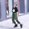 Spodnie Enitin Girls Cargo Spodnie Moda Trend Dzieci Ubrania Luźna Solid Streetwear Kieszeń dla dzieci