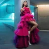 A-Line мода русалки вечерние платья без бретелек без рукавов Hi-Lo Prom платье выпускной платье промежутку Официальные партии платье горячие продажи