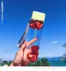 Cute New Square Tea Milk Fruit Water Cup 500ml for Water Bottles drink with Rope Transparent Sport Korean style Heat resistant