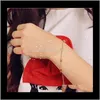 Entrega de gotas 2021 Elegante chapado en oro Estrella Amor Corazón Pulseras con dijes Joyería de boda nupcial para mujeres Niñas Regalos del día de San Valentín Dpyh7