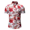 남자 여름 해변 하와이안 셔츠 브랜드 짧은 소매 플러스 사이즈 플로랄 프린트 패션 셔츠 남성 휴가 휴가 의류 카메라 남자의 casua