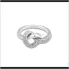 Drop Leverans 2021 Vår 925 Sterling Sier Knotted Heart Original Fashion Engagement Bröllop Pandora Ringar DIY Charm Smycken för kvinnor AD5C