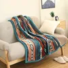 Super Soft Retro Flannel Fleece Sherpa Bohemian Couch Throw Blanket For Sofa Portable Car Travel Cover Blanket 211122