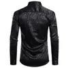 Men's Floral Black Dress Shirts Stylish Long Sleeve Steampunk Shirt Men Party Club Bar Social Shirt Male Chemise Homme 210522