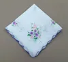 Cotton Handkerchief Floral Embroidered Fashion Women Handkerchiefs Flower Lady Hankies Mini SquareScarf Boutique Pocket Towel SN5379