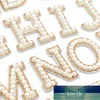 Craft Tools Patches on clothes White Pearl Gold Rhinestone Sparkle Letter Alphabet Embroidery stickers