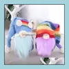 Christmas Decorations Festive & Party Supplies Home Garden Rainbow Faceless Doll Gnome Knitted Hat Plush Dolls Gift Household Desk Decor Dro