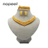 Nigeria Dubai Guldfärg Smycken Satser Afrikanska Bröllop Bröllopsgåvor Party För Kvinnor Armband Halsband Örhängen Ring Set Collares 1010 T2