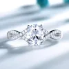 Anelli a grappolo UMCHO Solido argento sterling 925 per le donne Regalo del partito Ovale Zircone Romantico fidanzamento Gioielli da sposa Anello a fascia Ragazze