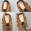 Destaque Peruca Cabelo Humano Cabelo Do Corpo Lace Front Wigs Honey Loira Brown Colorido T1B 27 Ombre Fecho para Mulheres Remy