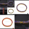 Link Hiphop Bracciale in lega per un trapano di scarico Catena da tennis da uomo con strass colorati Stile europeo e americano Oidwm Tkakh