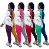 女性の野球のユニフォームトラックスーツファッショントレンドカジュアルパッチワークジャケットジョガーズスウェットスーツの衣装デザイナー女性のズボン2 2個セット
