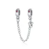 Silver Musing Cherry Red Clear Sparkle Chain Charm Koralik Fit Original Pandora Bransoletka Wisiorek DIY Biżuteria dla kobiet