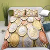 Defina a cama Luxury 3D Modern Modern Counsic Print US $ RMB e UK Pound Coin Pattern Duvet Capa Passagem rica engraçada