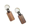 Personlig Läder Keychain Pendant Beech Wood Carving Nyckelringar Bagage Dekoration Key Ring DIY Semestergåva