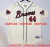 Stitched #44 Hank Aaron Ivory Throwback Jerseys Men Women Youth Baseball XS-5XL 6XL