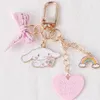 Cute Girls' Keychains Car Keys Key Chains Bag Decor Pink Rosette Rainbow Pendant Charms for Airpods for Samsung Galaxy Buds Gift H1011