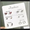 Boucles d'oreilles bijoux livraison directe 2021 6 paires par ensemble femmes Style mignon modèle coréen boucle d'oreille goujon N1V0T