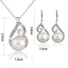 Femmes Crystal Perle Pendentif Collier Boucle d'oreille Ensemble de bijoux 925 Collier en argent Collier bijoux