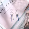 Bleu Blanc Couleur Blocage Petit Bâton Glands Métallique Cercle Dangle Boucles D'oreilles Argent Goutte Pour Les Femmes Lustre