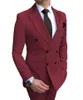 2021 Nuovo abito da uomo beige 2 pezzi doppiopetto bavero piatto slim fit smoking casual per matrimonio (giacca + pantaloni) X0909