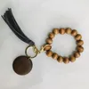 DIY houten kralen Keychains Fashion Pols -armband Keychain Tassel Keychain Hanger Keyring
