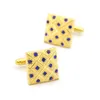 Men's Square Crystal Dot Cuff Links Copper Material Golden Color 1pair