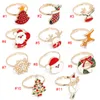 Christmas Ring Children Party Favor Creative Snowman Elk Snowflake Cartoon Opening Adjustable Rings Fashion Jewelry