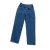 Jeans dritti con fascia casual per donna Pantaloni in denim minimalista a vita alta Abbigliamento moda femminile Primavera 210521