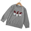 Natale Abbigliamento per bambini Top Tees Neonate Primavera Autunno Moda Grigio Natale Babbo Natale Top stampato con girocollo e maniche lunghe Maglione per bambini grande