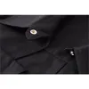 Uzun Kollu Kırpma Siyah Gömlek Elbise Kadın Hırka Ofis Bayanlar Yaka Cep Zarif Mini Frocks Kore Work Relax OL Vestidos 210417