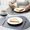 2PCS Placemat Coasters Cookware PU Leather Place Mats Waterproof Non-Slip Heat Insulation Dinner Table Kitchen without Letter 210817