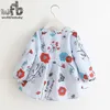 Retail 2-8 years child girl long-sleeves dress spring autumn fall summer print butterfly and flowers Q0716