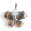 Wojiaer söt 23x30mm hänge obsidian ametyst tiger eye Aventurine lapis opalite fjäril charms inlagd be901