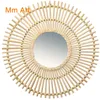 Dekorative Objekte Figuren INS Internet Celebrity Nordic Bamboo Woven Mirror Vietnam Rattan Wall-Mounted Round