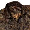 Camisas casuais dos homens Barry.Wang Black Glod Paisley Camisa de seda floral para homens Acessórios de casamento Casul Designer de moda CC-007