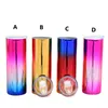 Electroplated Colors 20oz Straight Skinny Tumblers with Straw Lid Stainless Steel Double Wall Insulated Rainbow Iridescent Coffee Mug Colorful Water Bottles DIY