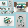 Boncuklu, Strands bilezik mücevherleri sakin 108 Mala, Lotus Çiçeği, Mala Sargı Bilezik, Taş Mala, 7 Çakra, Aventurine, Howlite Tourmaline Drop