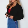 Autumn Winter Buttons Sexy Women Coats and Jackets Fashion Long Sleeve Slim Crop Top Women Pockets Casual Jacket Women 210518