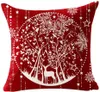 Housse de coussin de noël avec lettres rouges, taie d'oreiller imprimée en forme d'élan, taie d'oreiller en lin, vente en gros transfrontalière amazon, marque lgo personnalisée